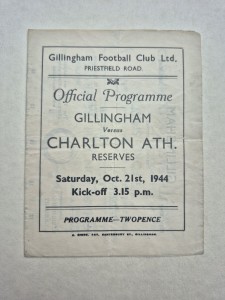 1944-45 - Gillingham v Charlton Athletic Reserves - 21st  October 1944. for sale on Ebay