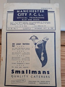 manchester city v aston villa16/10/1948 div 1 for sale on Ebay