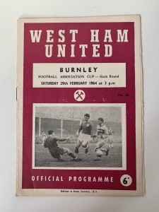 West Ham United v Burnley 1963-64 FA Cup Winning Run 6th Rd 29th January 1964 for sale on Ebay