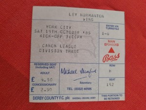 Rare Vintage Derby County York City Football Ticket Canon League Division 3 1985 for sale on Ebay
