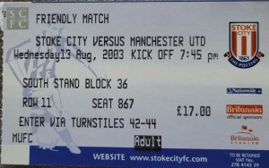 Stoke City V Manchester United Ticket 03-04 for sale on Ebay