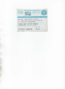 TICKET SHEFFIELD UTD V MANCHESTER UTD 1993/4 for sale on Ebay