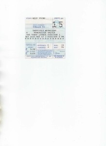 TICKET SHEFFIELD WEDNESDAY V MANCHESTER UTD 1986/7 for sale on Ebay