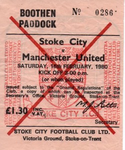 Match Ticket, Stoke City v Manchester United League Div 1, 1980 for sale on Ebay