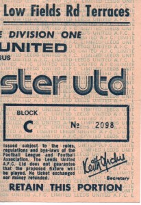 Match Ticket, Leeds United v Manchester United League Div 1 @ 1975 for sale on Ebay