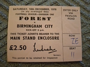 Nottingham Forest v Birmingham City TICKET.  16/12/1978 for sale on Ebay