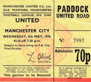 MANCHESTER UNITED V MANCHESTER CITY 5/5/1976  D1  USED TICKET for sale on Ebay