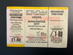 Manchester United v Manchester City 1982 UNUSED TICKET RARE for sale on Ebay
