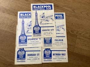 Blackpool 1962-63 x5 v Ipswich, Fulham, Nottingham F, Birmingham & Leicester . for sale on Ebay