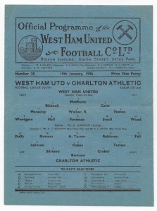 1945/46 Football League (South) - WEST HAM UNITED v. CHARLTON ATHLETIC (s/sheet) for sale on Ebay
