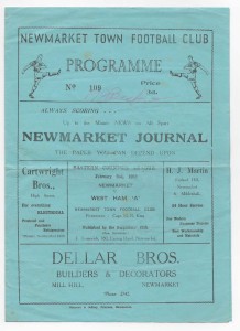 1951/52 Eastern Counties League - NEWMARKET TOWN v. WEST HAM UNITED 'A' for sale on Ebay