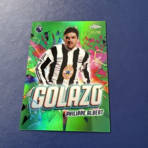 Topps Chrome PL 2026 Philippe Albert 41/99 Golazo Green Newcastle Utd for sale on Ebay