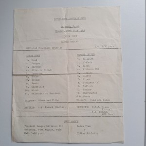 LUTON V. OXFORD UTD. - 29.7.68 - FRIENDLY for sale on Ebay