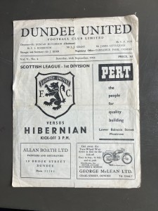 Dundee United v Hibs 26th Sept 1964 Scottish League Div 1 for sale on Ebay