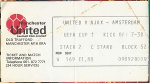 Ticket 76-77 Manchester United - Ajax (+ bonus ticket) for sale on Ebay