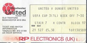 Ticket UC 84-85 Manchester United - Dundee United for sale on Ebay