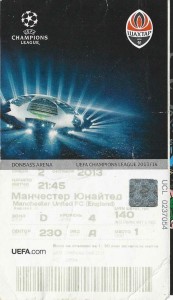 Ticket ECL 13-14 Shakhtar Donetsk - Manchester United for sale on Ebay