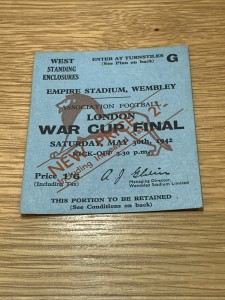 1942 LONDON WAR CUP FINAL - PORTSMOUTH v BRENTFORD, MAY 30TH TICKET STUB for sale on Ebay