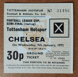 1971/72  TOTTENHAM HOTSPUR v CHELSEA  LEAGUE CUP SEMI-FINAL 2ND LEG  05/01/1972 for sale on Ebay