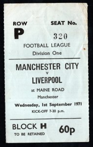 Manchester City v Liverpool 1971-1972 Division One Ticket 01/09/1971 for sale on Ebay