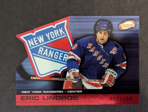 2002-03 Pacific Atomic Eric Lindros Red /125 #68 New York Rangers Die-Cut HoF!! for sale on Ebay