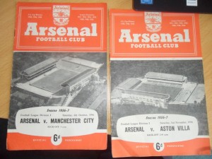2 ARSENAL PROGRAMMES FROM 1956 MAN CITY ASTON VILLA for sale on Ebay