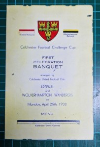 Copy Of Banquet Menu From Arsenal  v  Wolves Exhibition Game 1938 for sale on Ebay