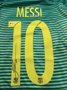 Lionel Messi Signed Barcelona away Shirt Beckett Authentication COA Sticker for sale on Ebay