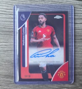 Topps Chrome 2026 Premier leag cunha Logofractor Auto 10/10!! Bookend Man United for sale on Ebay