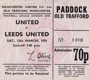 MANCHESTER UNITED V LEEDS UNITED 13/3/1976  D1  USED TICKET for sale on Ebay
