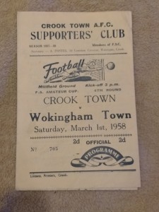 Crook Town V Wokingham Town Rare 1958 Programme FA Amateur cup. for sale on Ebay