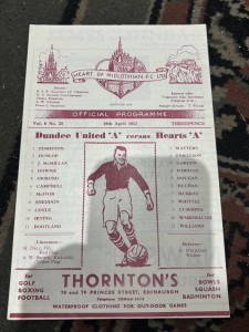 HEARTS RESERVES v DUNDEE UTD April 1952 for sale on Ebay