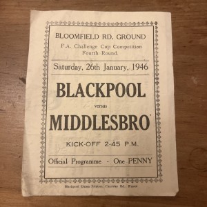 Blackpool V Middlesbrough FA Challenge Cup 4 th Round -26/01/1946 -  programme for sale on Ebay