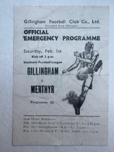 1946-47 - Gillingham V Merthyr - Southern League - Emergency Programme - 1st Feb for sale on Ebay