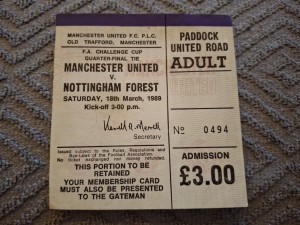 Manchester United v Nottingham Forest TICKET.  18/3/1989  (home end) for sale on Ebay