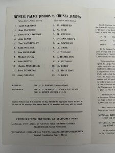 Crystal Palace Juniors v Chelsea Juniors - South East Counties Cup Final 1966/67 for sale on Ebay