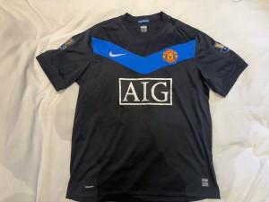 Manchester United Shirt Large Black Away Kit 2009 2010 Nike Jersey Wayne Rooney for sale on Ebay
