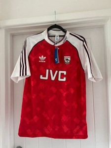 NWT authentic Adidas Arsenal 1990-1992 home JVC reissued football shirt size M for sale on Ebay