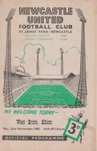 * 1958/59 - NEWCASTLE UNITED v WEST BROM (22nd November 1958) * for sale on Ebay