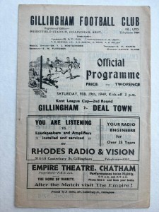 1948-49 -  Gillingham V Deal Town - 19th February 1949 - Kent League Cup 2nd Rnd for sale on Ebay