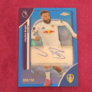 Topps Chrome Premier League 2026 Jayden Bogle Auto /150 Blue Refractor Leeds Utd for sale on Ebay