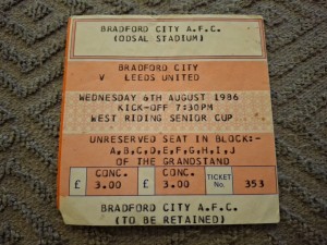 Bradford City v Leeds United TICKET.  6/8/1986  West Riding Cup  for sale on Ebay