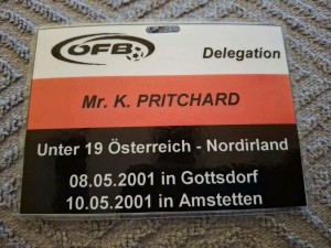 Austria v Northern Ireland TICKET  / PASS for Delegate.  May 2001 for sale on Ebay