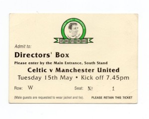 2001 CELTIC v. MANCHESTER UNITED Directors´ Box TICKET Tom BOYD Testimonial for sale on Ebay