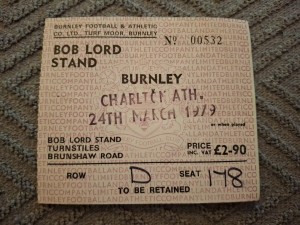 Burnley v Charlton Athletic TICKET.  24/3/1979 for sale on Ebay