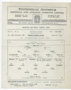 1962/63 Eastern Counties League - TOTTENHAM HOTSPUR 'A' v. CAMBRIDGE CITY Res. for sale on Ebay