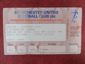 MANCHESTER UNITED v COVENTRY CITY | 1992/1993 | PREM. TICKET PL | 28 DEC 1992 for sale on Ebay