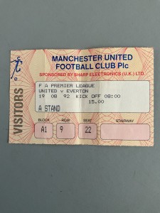 Manchester United v Everton 92/93 Ticket Stub for sale on Ebay