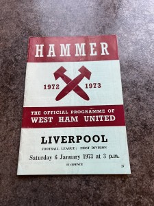 1973.  West Ham United V  Liverpool   for sale on Ebay