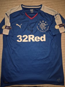 Lee Wallace Hand Signed Rangers Petrofac Match Detail Shirt for sale on Ebay